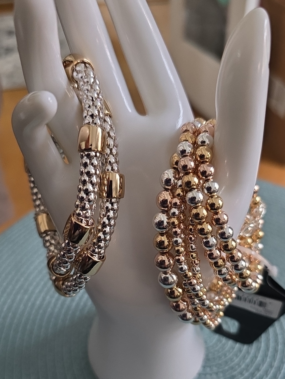 NAPIER BRAND WOMEN'S  SILVERTONE & GOLDTONE FASHION JEWELRY STRETCH BRACELETS